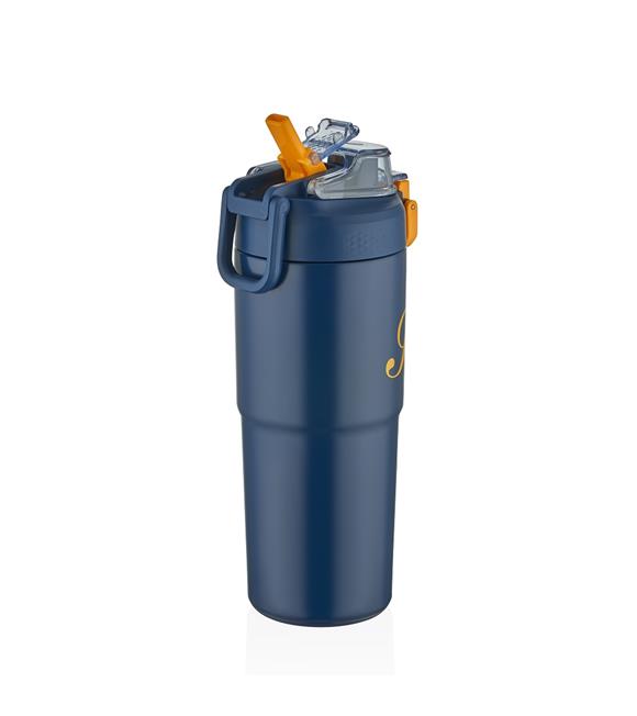 Shotay ST-8133 Çift Kullanım Pipetli/Rahat İçim Lacivert 750ml Çelik Matara