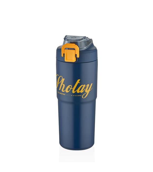Shotay ST-8133 Çift Kullanım Pipetli/Rahat İçim Lacivert 750ml Çelik Matara