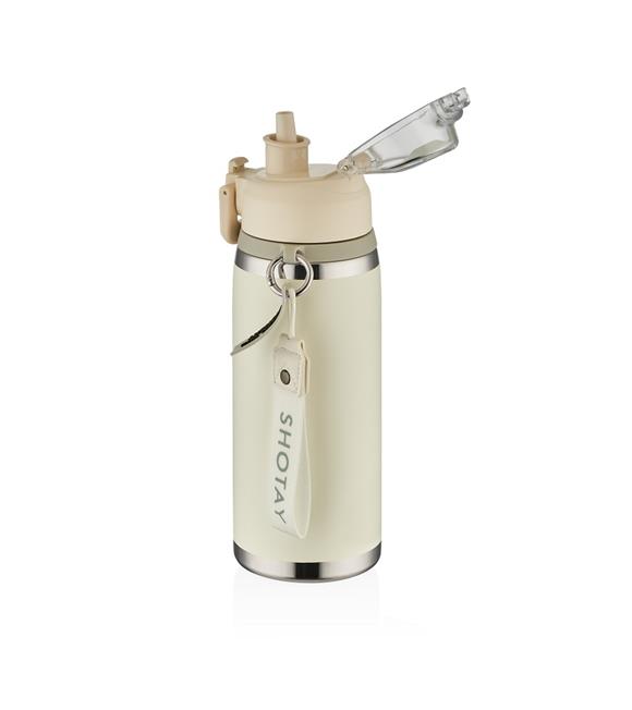 Shotay ST-8160 750ml Pipetli Beyaz Çelik Matara