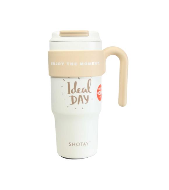 Shotay ST-8917 Çift Kullanım Pipetli/Rahat İçim Beyaz 1000ml Çelik Matara