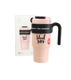 Shotay ST-8917 Çift Kullanım Pipetli/Rahat İçim Pembe 1000ml Çelik Matara