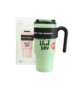 Shotay ST-8917 Çift Kullanım Pipetli/Rahat İçim Yeşil 1000ml Çelik Matara