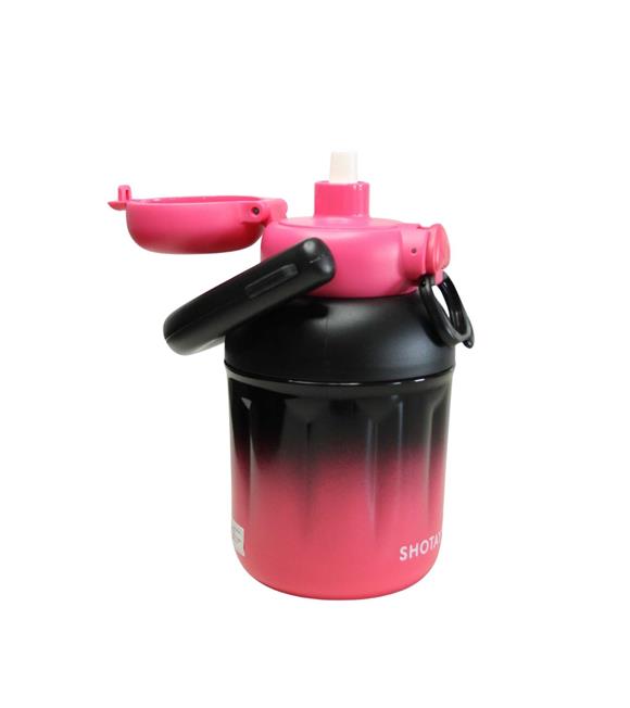 Shotay ST-8931 680ml Pipetli Siyah-Pembe Çelik Matara