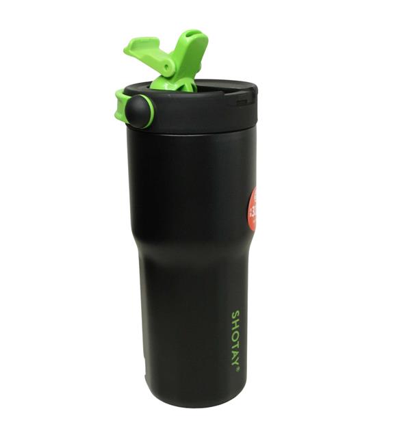 Shotay ST-8902 680ml Pipetli Siyah Çelik Matara