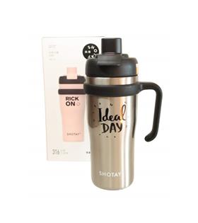 Shotay ST-8918 Çift Kullanım Pipetli/Rahat İçim Gri 720ml Çelik Termos