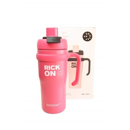 Shotay ST-8918 Çift Kullanım Pipetli/Rahat İçim Fuşya 720ml Çelik Termos Okula Dönüş Kampanyası Termos Matara