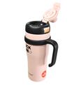 Shotay ST-8919 Çift Kullanım Pipetli/Rahat İçim Pembe 1000ml Çelik Termos_2)