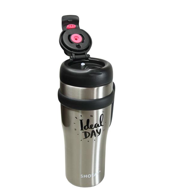 Shotay ST-8919 Çift Kullanım Pipetli/Rahat İçim Gri 1000ml Çelik Termos