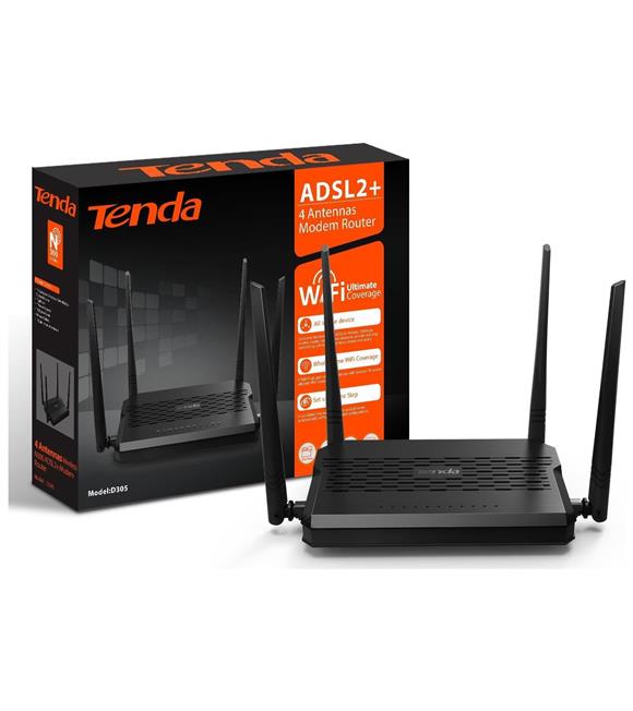 Tenda D305 300 Mbps 4 Port ADSL2+ Kablosuz Modem 4 Anten_1