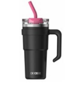 Dodge DB-23689 Çift Kullanım Pipetli/Rahat İçim Siyah 750ml Çelik Termos