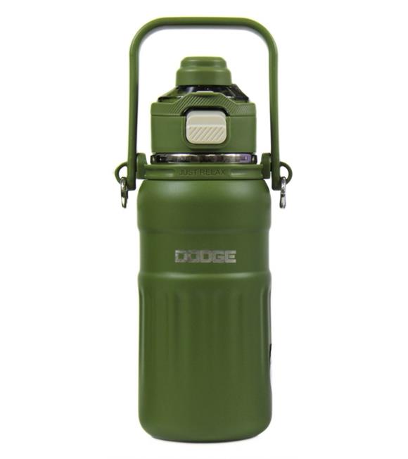 Dodge DB-24546 Çift Kullanım Pipetli/Rahat İçim Yeşil 800ml Askılı Çelik Matara