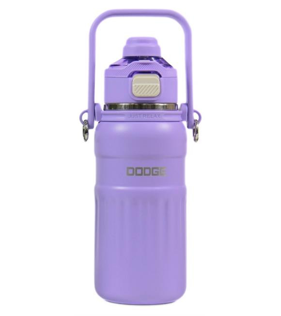 Dodge DB-24546 Çift Kullanım Pipetli/Rahat İçim Mor 800ml Askılı Çelik Matara