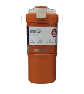 Dodge DB-23684 Çift Kullanım Pipetli/Rahat İçim Turuncu 660ml Çelik Termos