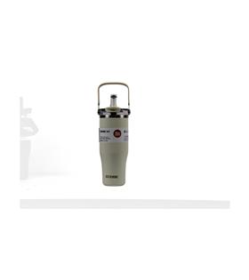 Dodge DB-24584 Çift Kullanım Pipetli/Rahat İçim Krem 1200ml Çelik Matara