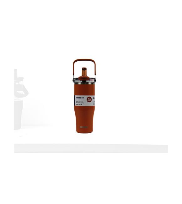 Dodge DB-24584 Çift Kullanım Pipetli/Rahat İçim Turuncu 1200ml Çelik Matara