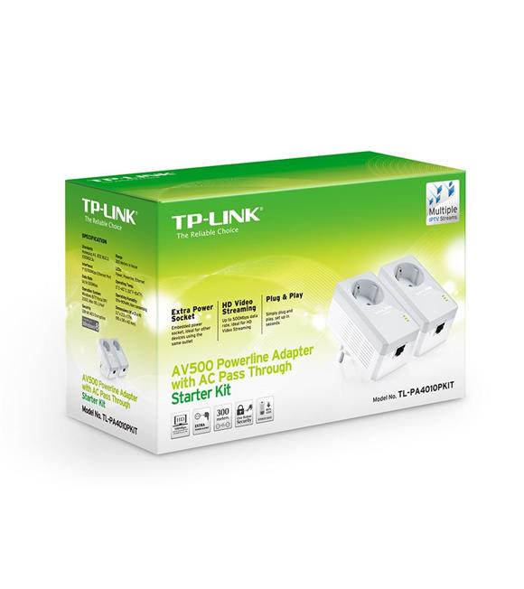 Tp-Link TL-PA4010PKIT 600 Mbps Priz Soketli Powerline Adaptör_1