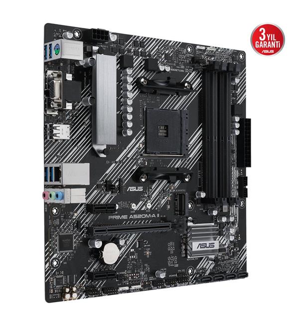 Asus Prime A520M-A II AMD AM4 128GB DDR4 4866Mhz M2 Dp-Vga-Hdmi mATX Anakart