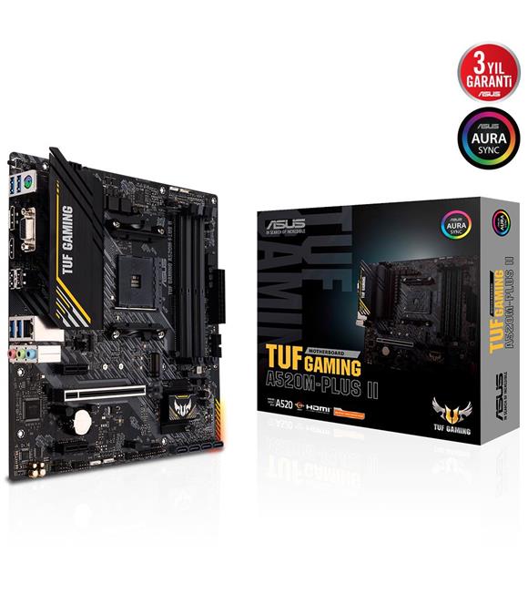 Asus Tuf Gaming A520M-Plus II AMD AM4 128GB DDR4 4866Mhz M2 Dp-Vga-Hdmi mATX Anakart