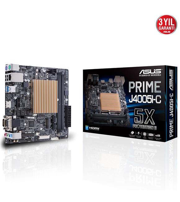 Asus Prime J4005I-C Intel Dahili Celeron İşlemci 8GB DDR4 2400MHz D-Sub-Hdmi Thin Mini ITX Anakart