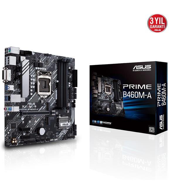 Asus Prime B460M-A Intel LGA1200 10.Nesil 128Gb DDR4 2933MHz M2 Dp-Hdmi-Dvi mATX Anakart