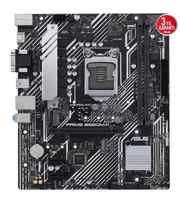 Asus Prime B560M-K 11.Nesil 5000Mhz(Oc) Ddr4 Soket LGA1200 M.2 Hdmi Vga Matx Anakart