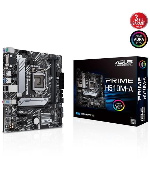 Asus Prime H510M-A 11.Nesil Ddr4 128GB Soket LGA1200 M.2 Vga Hdmi Dp Matx Anakart