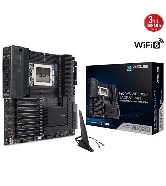 Asus Pro Ws WRX80E-Sage Se Wifi AMD WRX80 2048GB M2 Extended ATX Anakart