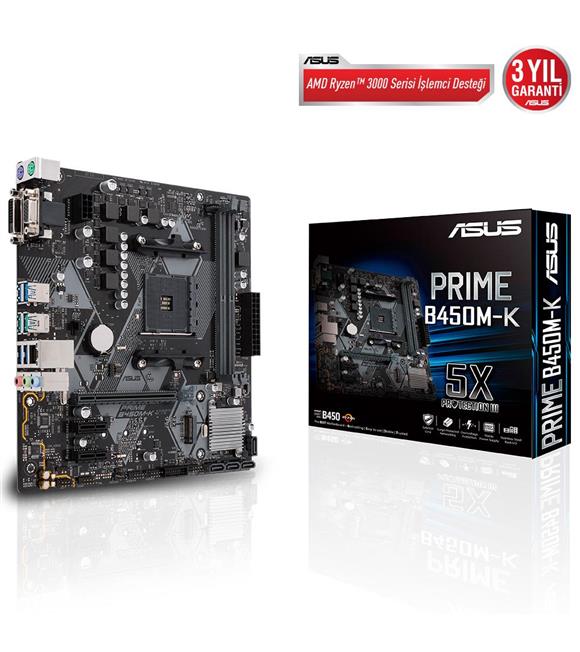 Asus Prime B450M-K S-L-V Ddr4 Dvı Usb3,1 Am4 Anakart