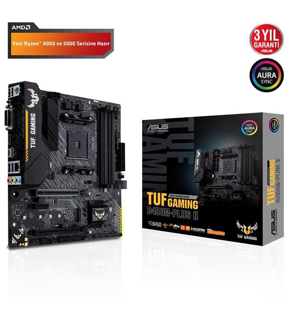 Asus Tuf B450M-Plus II Gaming BIOS FlashBack AMD B450 Soket AM4 DDR4 3466(OC)MHz mATX Gaming Anakart