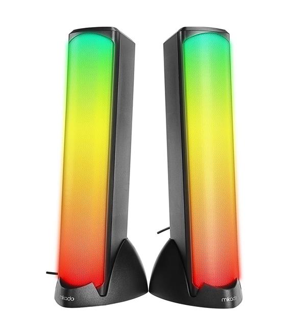 Mikado MD-183 2.0 3W-2 Bluetooth Siyah RGB Aydınlatmalı USB + 3.5mm USB 5V Speaker Hoparlör_1