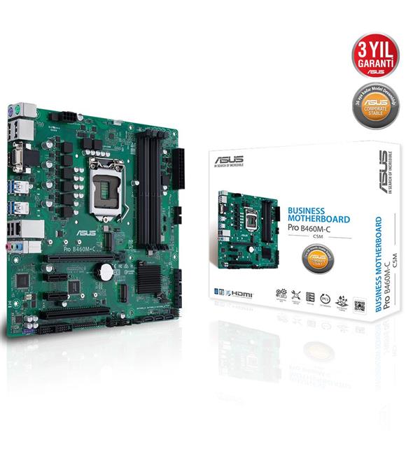 Asus Pro B460M-C-CSM Intel 10.Nesil DDR4 Hdmı 2xDp Vga 2xM2 Usb3.1 Anakart