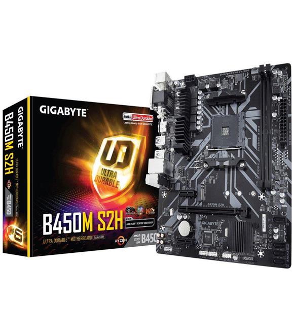 Gigabyte B450M S2H Amd B450 Socket Am4 Ddr4 3200Mhz(O.C.) M.2 Usb 3.1  Anakart