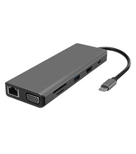 Hytech HY-USBC32 4K-2K Ultra HD Gri Metal 5x USB2.0-USB3.0 100M RJ45 PD, TypeC Data, ö