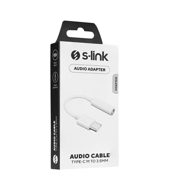 S-link SL-TA50 Beyaz Type-C M to 3.5mm Audio F 20cm Çevirici_1