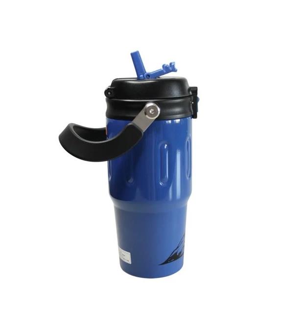 Shotay ST-8168 Çift Kullanım Pipetli/Rahat İçim Mavi 900ml Çelik Termos