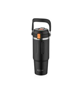Shotay ST-8168 Çift Kullanım Pipetli/Rahat İçim Siyah 900ml Çelik Termos