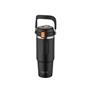 Shotay ST-8168 Çift Kullanım Pipetli/Rahat İçim Siyah 900ml Çelik Termos