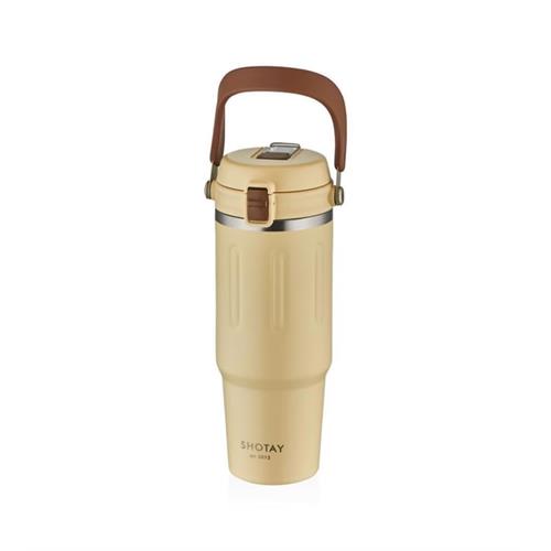 Shotay ST-8168 Çift Kullanım Pipetli/Rahat İçim Beyaz 900ml Çelik Termos Okula Dönüş Kampanyası Termos Matara