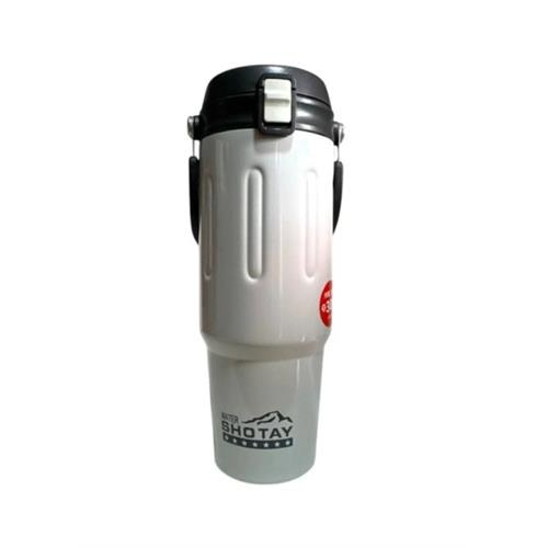 Shotay ST-8168 Çift Kullanım Pipetli/Rahat İçim Gri 900ml Çelik Termos Okula Dönüş Kampanyası Termos Matara