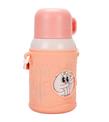 Shotay ST-8817 480ml Askılı Silikon Kılıflı Pipetli Desenli Pembe Çelik Matara
