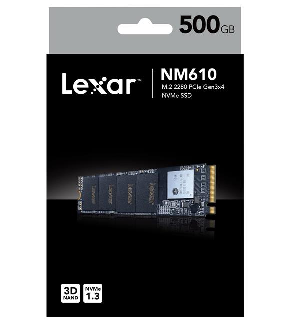 Lexar PCIe M2 500GB NM610 NVMe 3D 2100-1600 3Y Ssd Harddisk