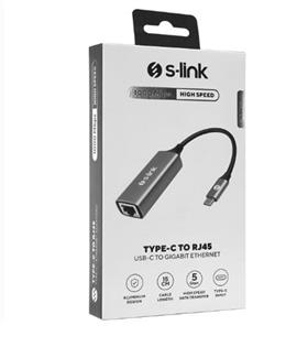 S-link SW-U336 Gri Metal Type-C to RJ45 10-100-1000Mbps Gigabit Adaptör