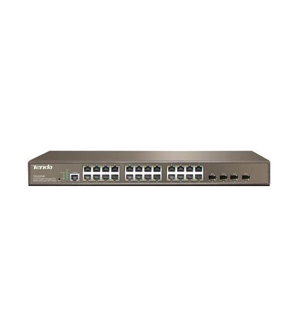 Tenda TEG3224P 24 PORT POE+ 10-100-1000 Mbps 4 Port SFP Switch Çelik Kasa Rack Mount