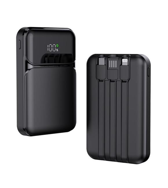 SnapMax SNP-3006 10.000 mah Hızlı Şarj LED Göstergeli 3in1 Dahili Kablolu Powerbank