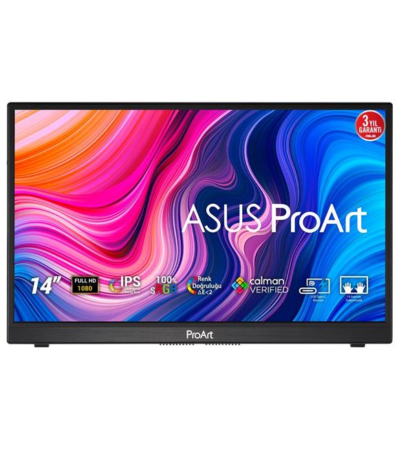 Asus 14" ProArt PA148CTV Full HD 1920x1080 IPS LED 5ms Siyah Taşınabilir Profesyonel LCD Monitör