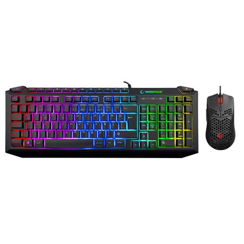 Rampage KB-R310 BROKER V2 Siyah Usb Gökkuşağı Zemin Aydınlatmalı 12800 DPI Oyuncu Klavye + Mouse Set Yaza Özel