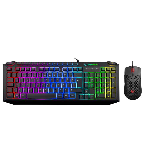 Rampage KB-R310 BROKER V2 Siyah Usb Gökkuşağı Zemin Aydınlatmalı 12800 DPI Oyuncu Klavye + Mouse Set