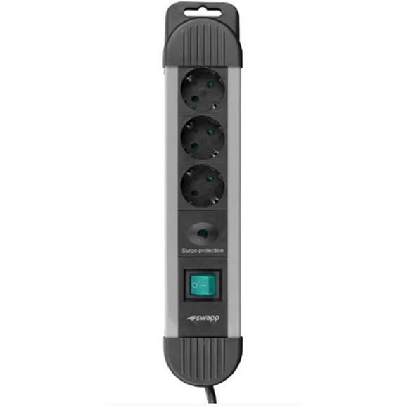 S-link SPGKS03 1.5m 3G1.5mm2 900 Joule 3Lü Akım Kor. Gri Priz Çoklayıcı