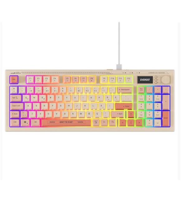 Everest KB-79 SILENT PRO Bej-Pembe-Turuncu SESSİZ RGB Q Membrane Oyuncu Klavyesi