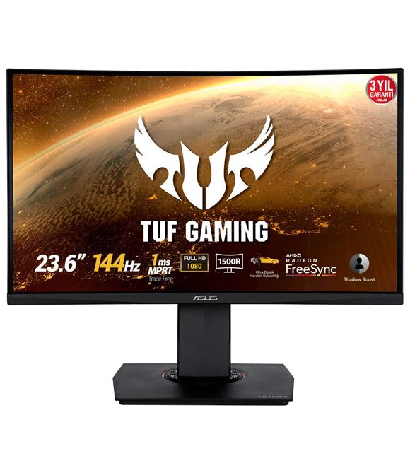 Asus 23,6" Tuf Gaming VG24VQ 1920x1080 HDMI DP144Hz Kavisli 1ms Oyuncu Monitör